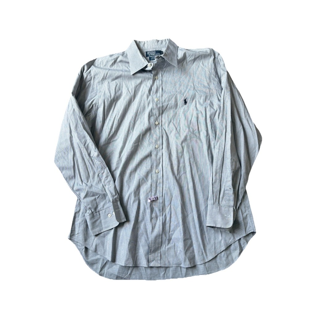 Polo Ralph Lauren Andrew Classic Fit Shirt Mens 17 34/35 Blue Striped Button Up